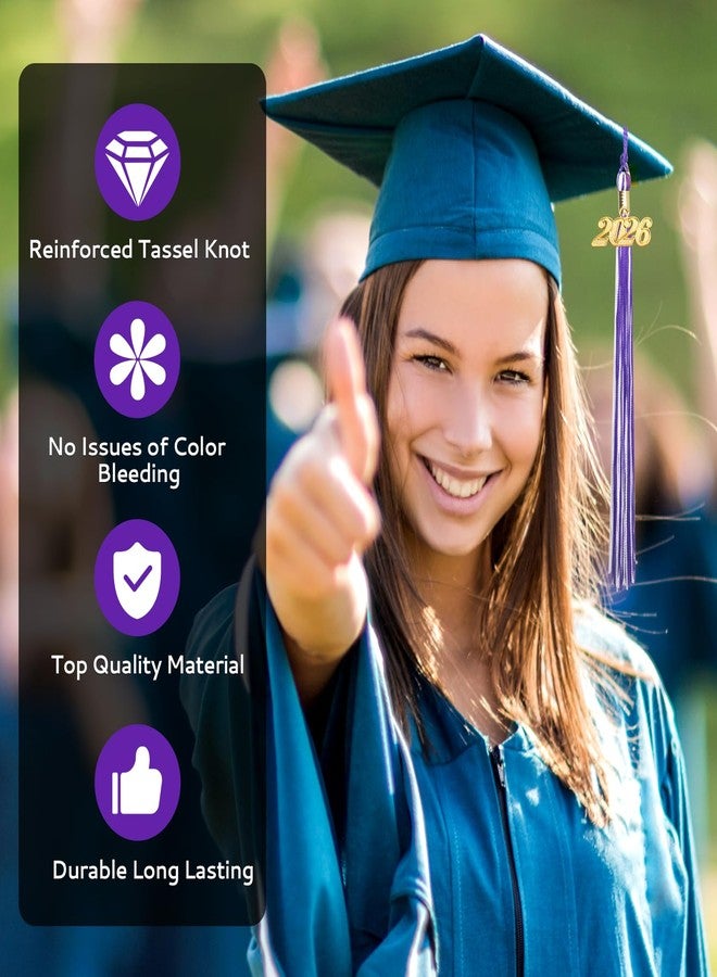 Nelisylux 2026 Tassel Graduation, Purple White Graduation Tassel, 2026 Tassel Charms for Graduations Cap Decorations, Tassels Memorial Grad Cords for College High School Graduate Hat Ceremonies Accessories - Image 3